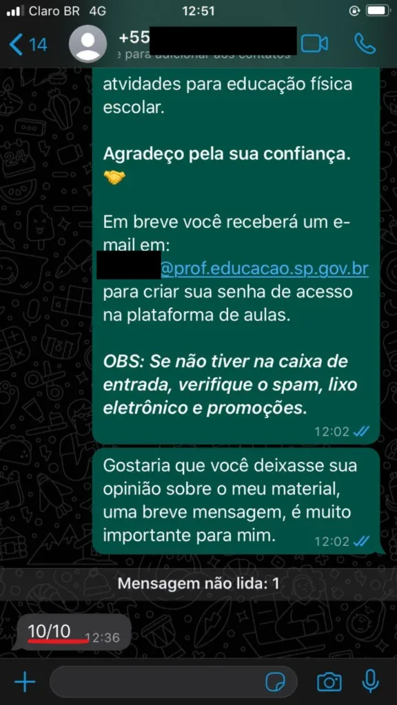 Depoimento 9 no WhatsApp