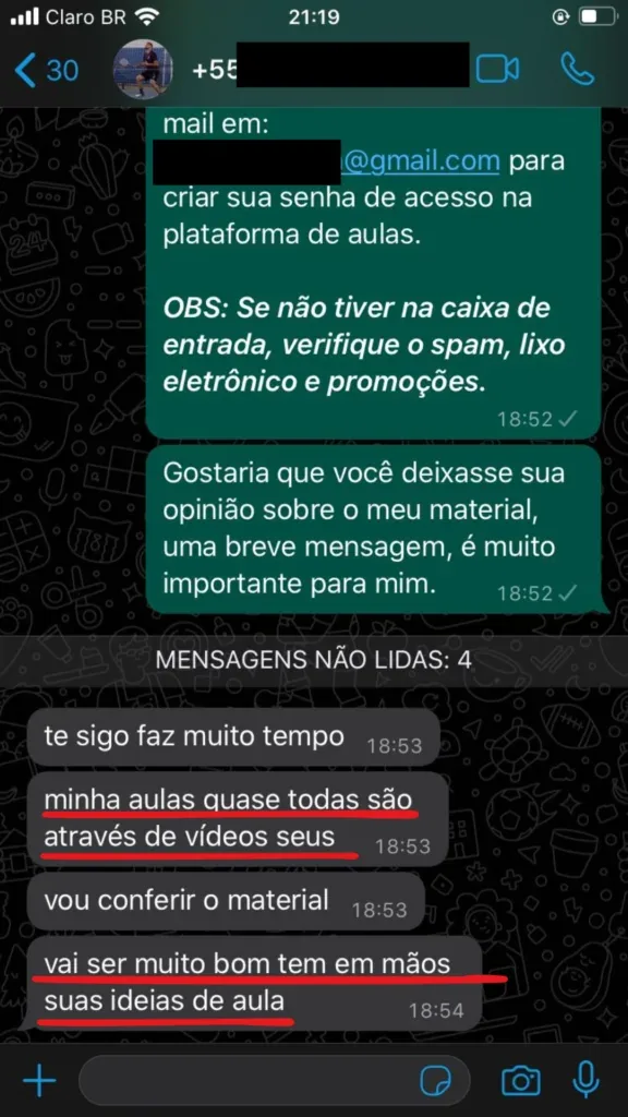 Depoimento 10 no WhatsApp