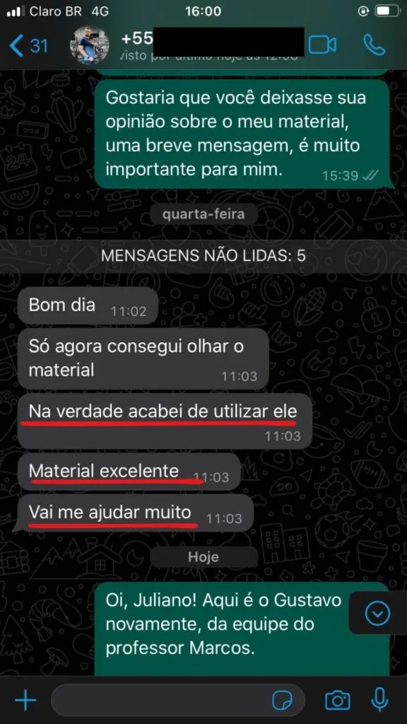 Depoimento 7 no WhatsApp