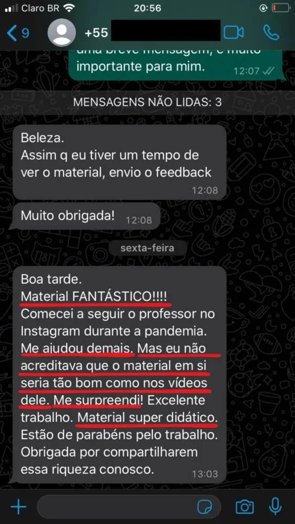 Depoimento 5 no WhatsApp
