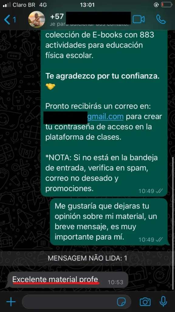 Depoimento 2 no WhatsApp