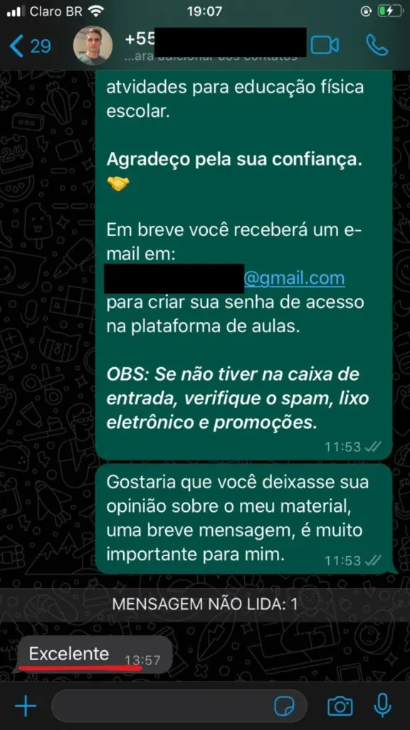 Depoimento 4 no WhatsApp