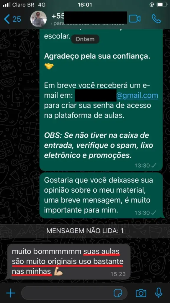 Depoimento 6 no WhatsApp